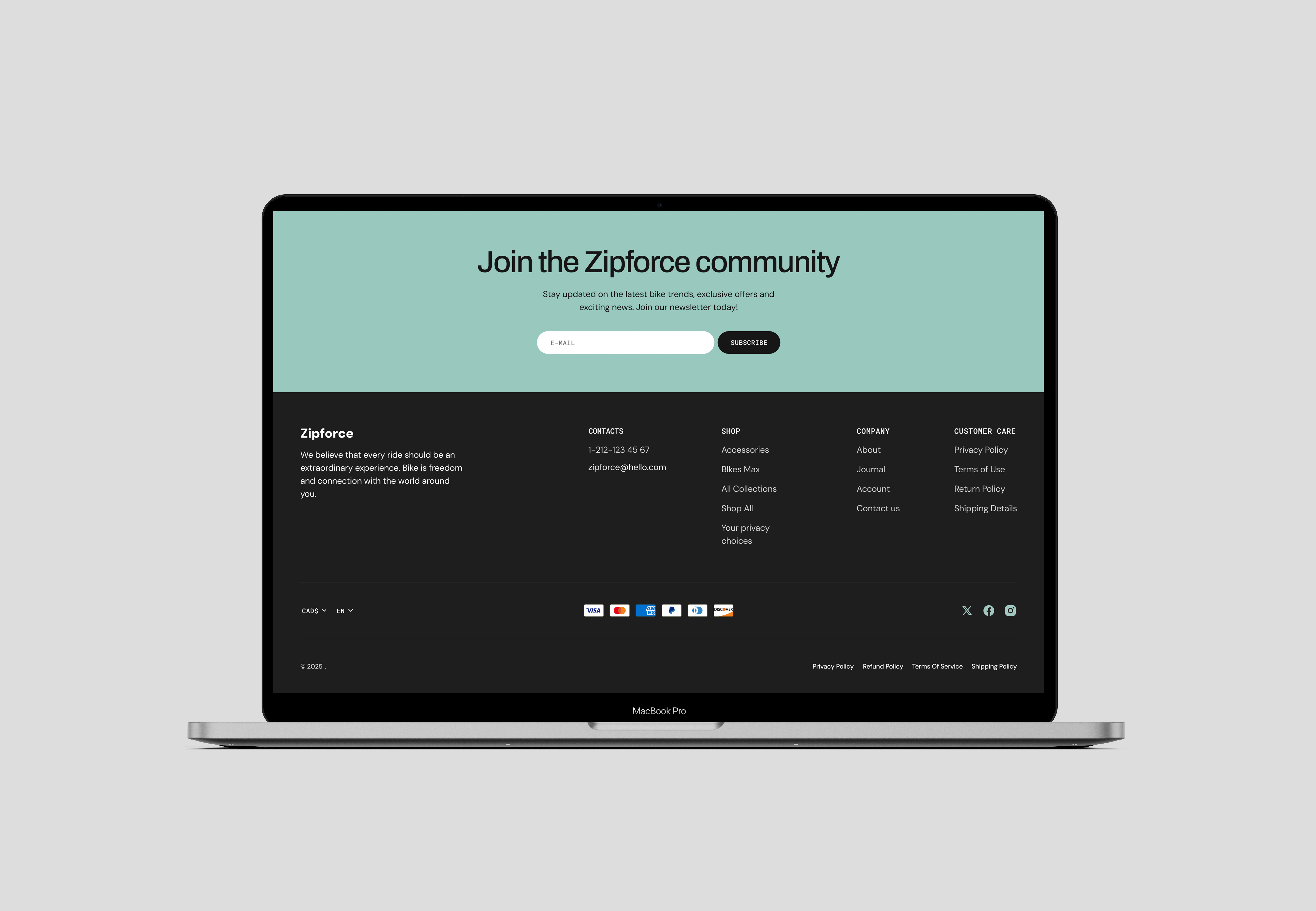 Zipforce website detail
